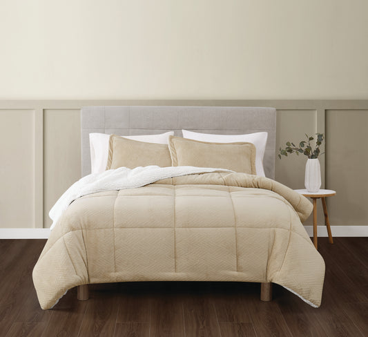 Truly Soft Basket Carved Faux Fur Comforter Set