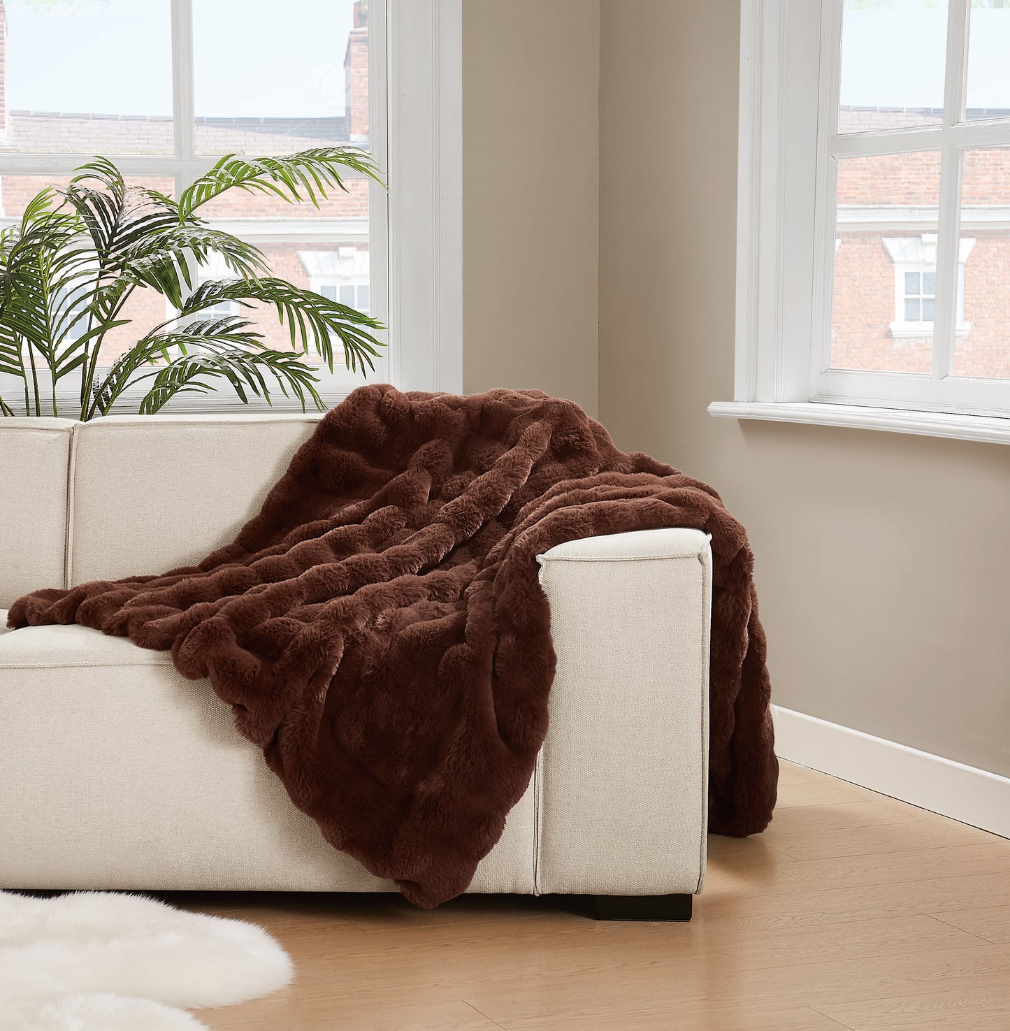 Brooklyn Loom Bubble Faux Fur Throw Blanket