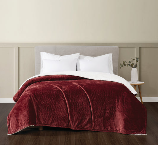 Truly Soft Basket Carved Faux Fur Bed Blanket