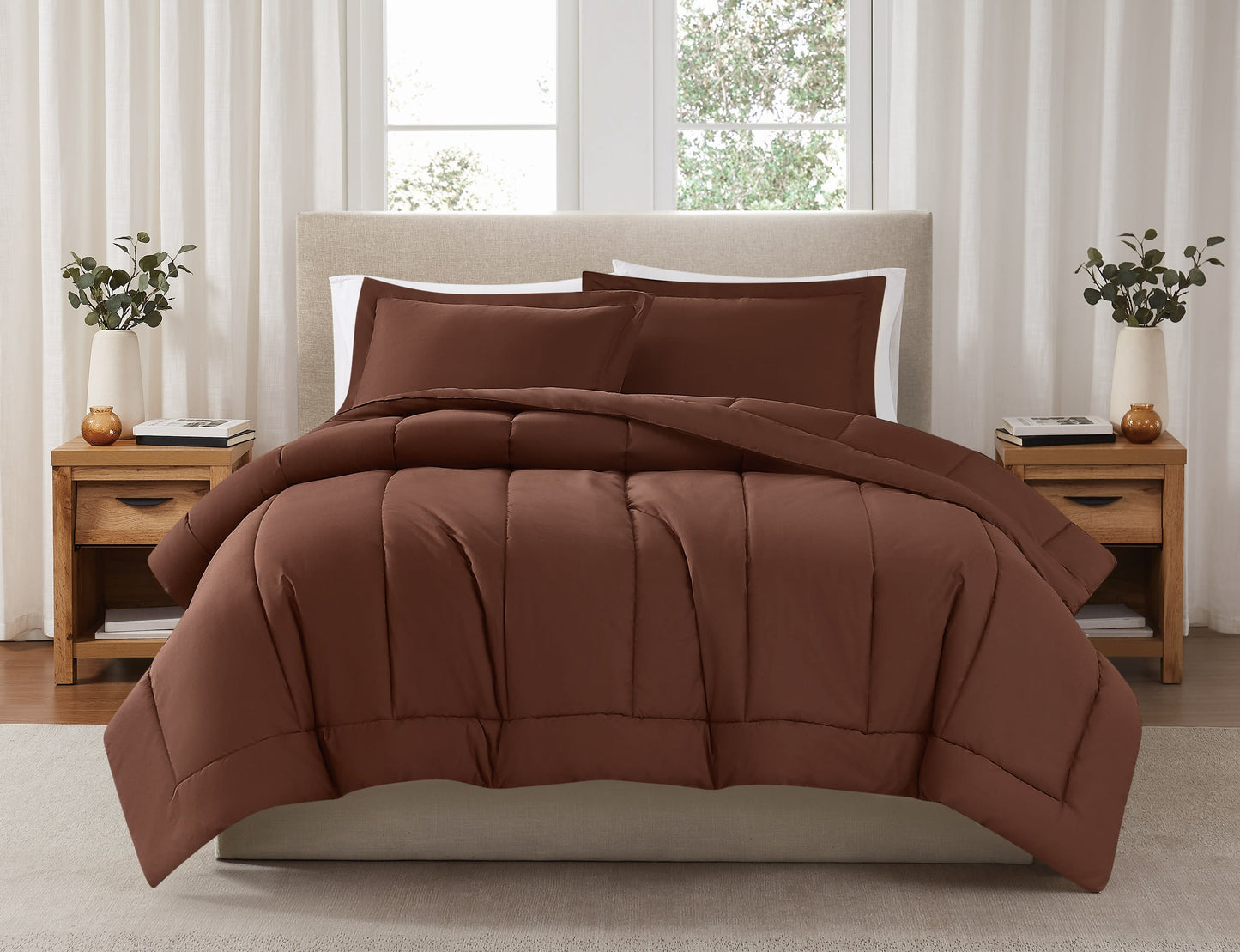 Brooklyn Loom 200 Thread Count Solid 100% Cotton Percale Comforter Set