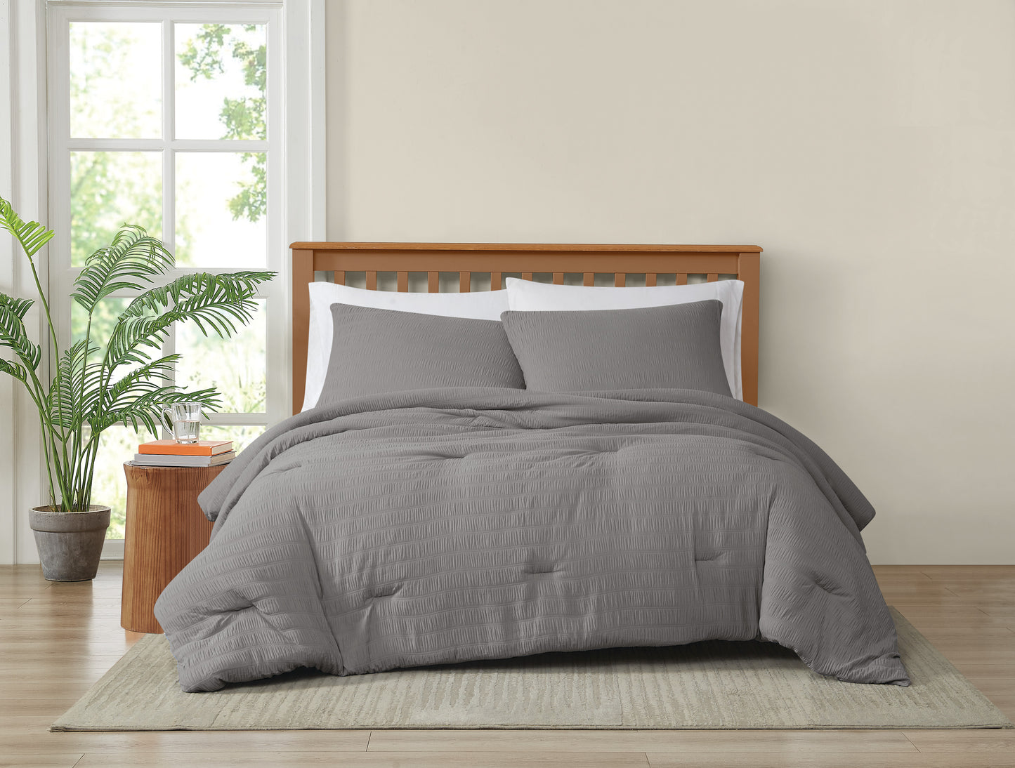 Truly Soft Crinkle Garment Wash Solid Comforter Set