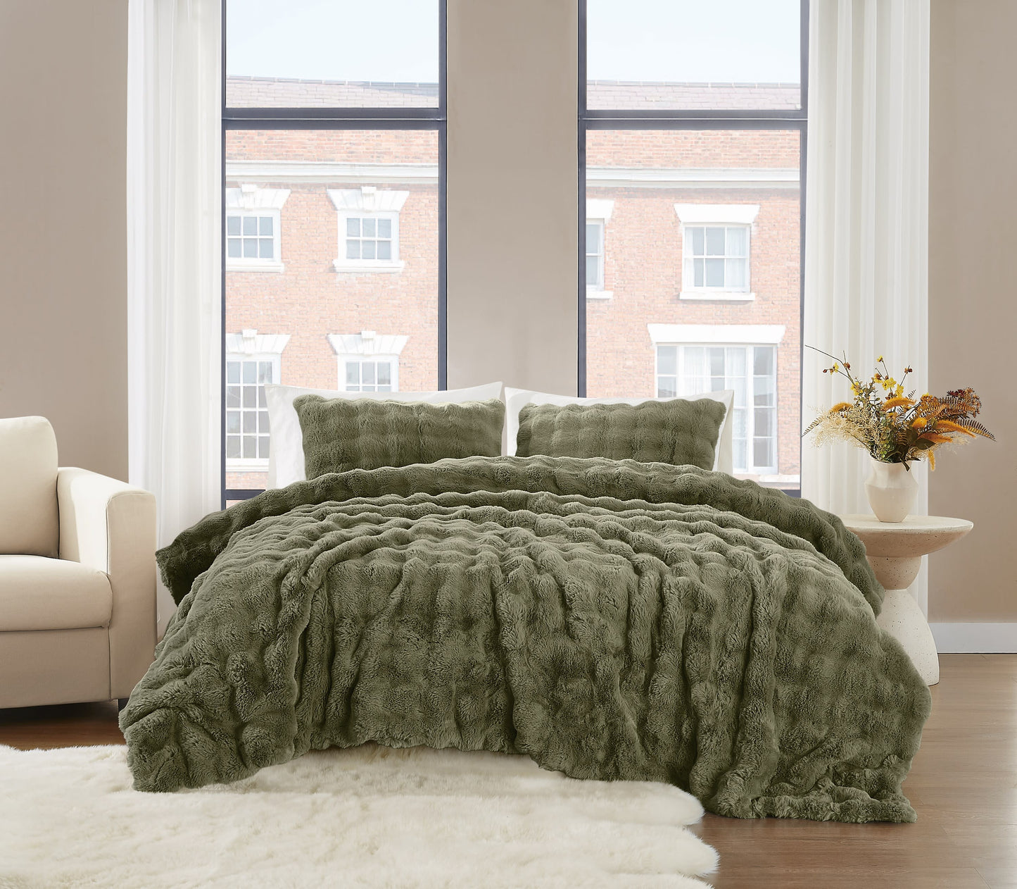 Brooklyn Loom Bubble Faux Fur Comforter Set