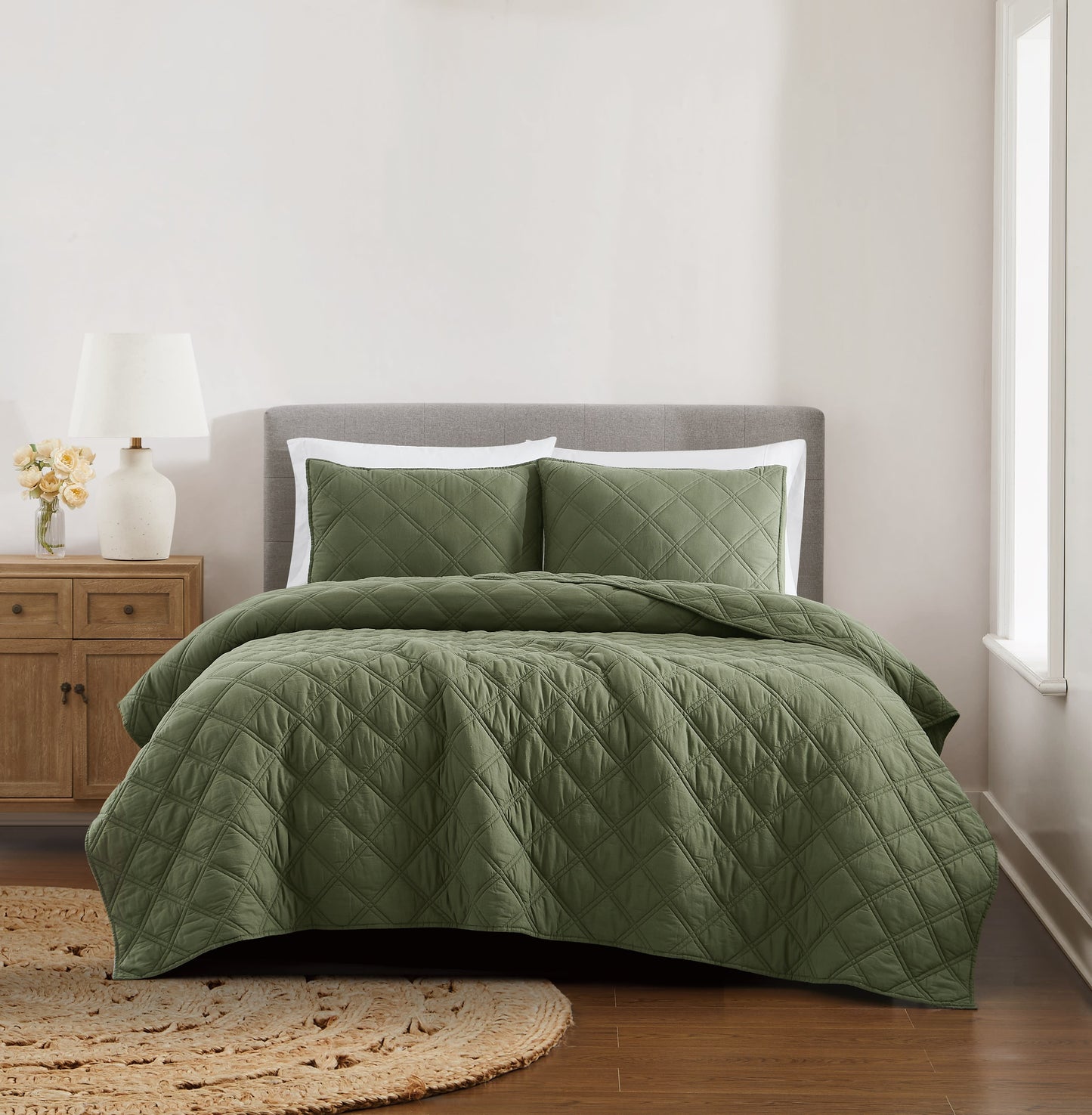 Brooklyn Loom Diamond Washed Cotton Quilt Set