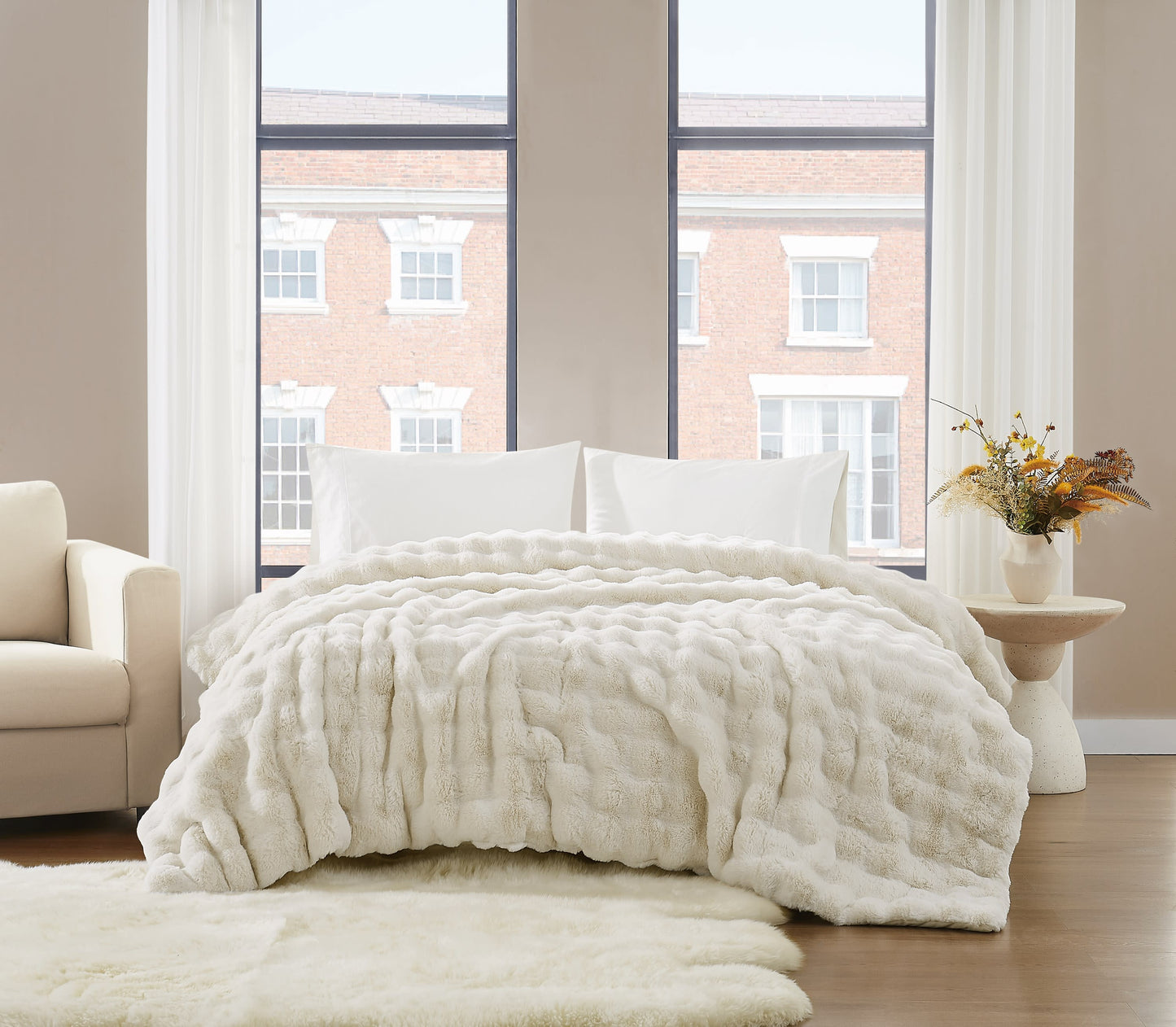 Brooklyn Loom Bubble Faux Fur Bed Blanket
