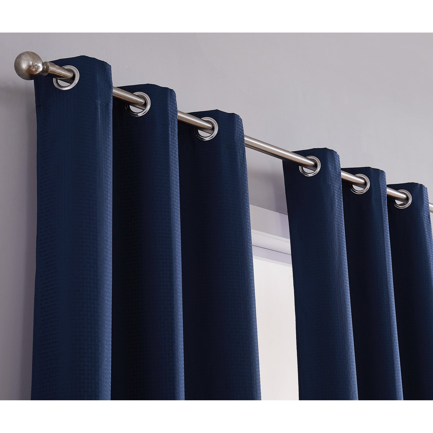 Truly Soft Blackout Room Darkening Window Curtain Panel Pair Room Closeup Navy Blue