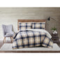 Truly Soft Cuddle Warmth Comforter Set Plush Sherpa Room Plaid Taupe Cream Navy Blue