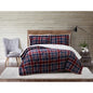 Truly Soft Cuddle Warmth Comforter Set Plush Sherpa Room Plaid Red Navy Blue