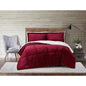 Truly Soft Cuddle Warmth Comforter Set Plush Sherpa Room Solid Cabernet Red