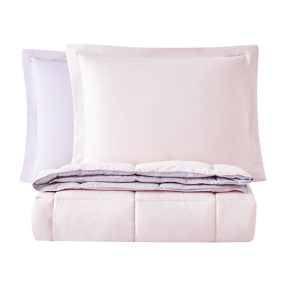 Truly Soft Everyday Reversible Solid Comforter Set Blush Pink Lavender Purple Folded Silo