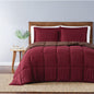 Truly Soft Everyday Reversible Solid Comforter Set Burgundy Red Brown Front View Room