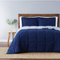 Truly Soft Everyday Reversible Solid Comforter Set Navy Light Blue Front View Room