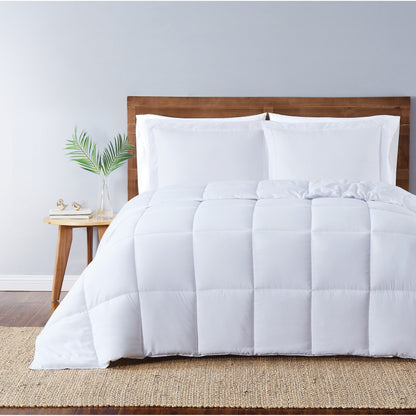 Truly Soft Everyday Basic Solid Reversible Comforter Set Front View Room White