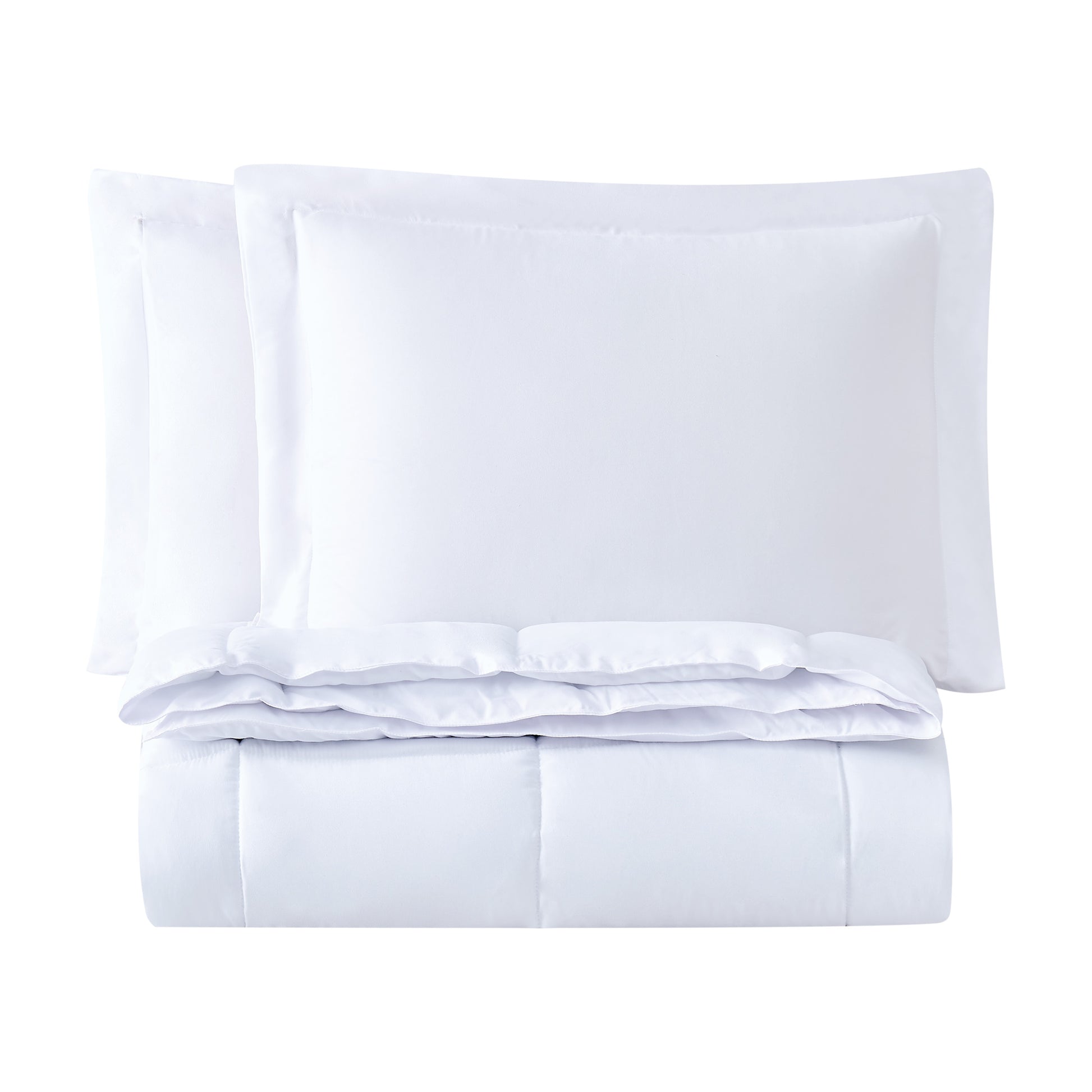 Truly Soft Everyday Basic Solid Reversible Comforter Set White Folded Silo