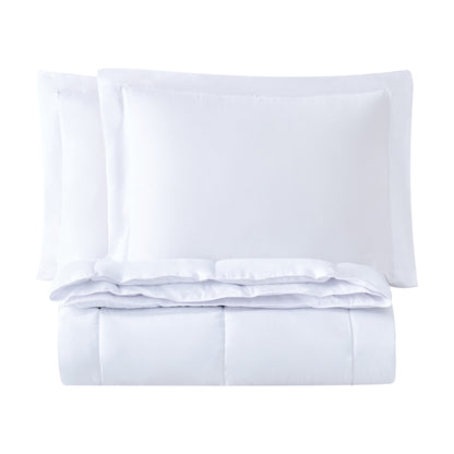 Truly Soft Everyday Basic Solid Reversible Comforter Set White Folded Silo
