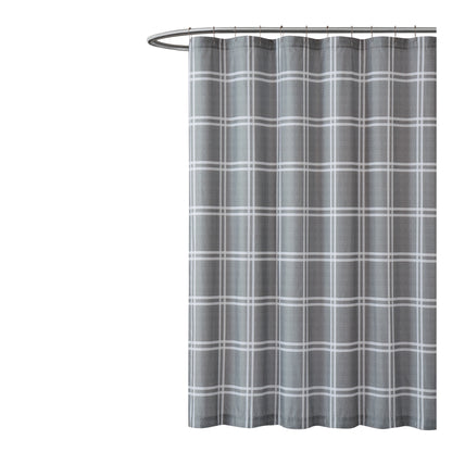 Truly Soft Everyday Leon Plaid Shower Curtain Silo Grey Gray