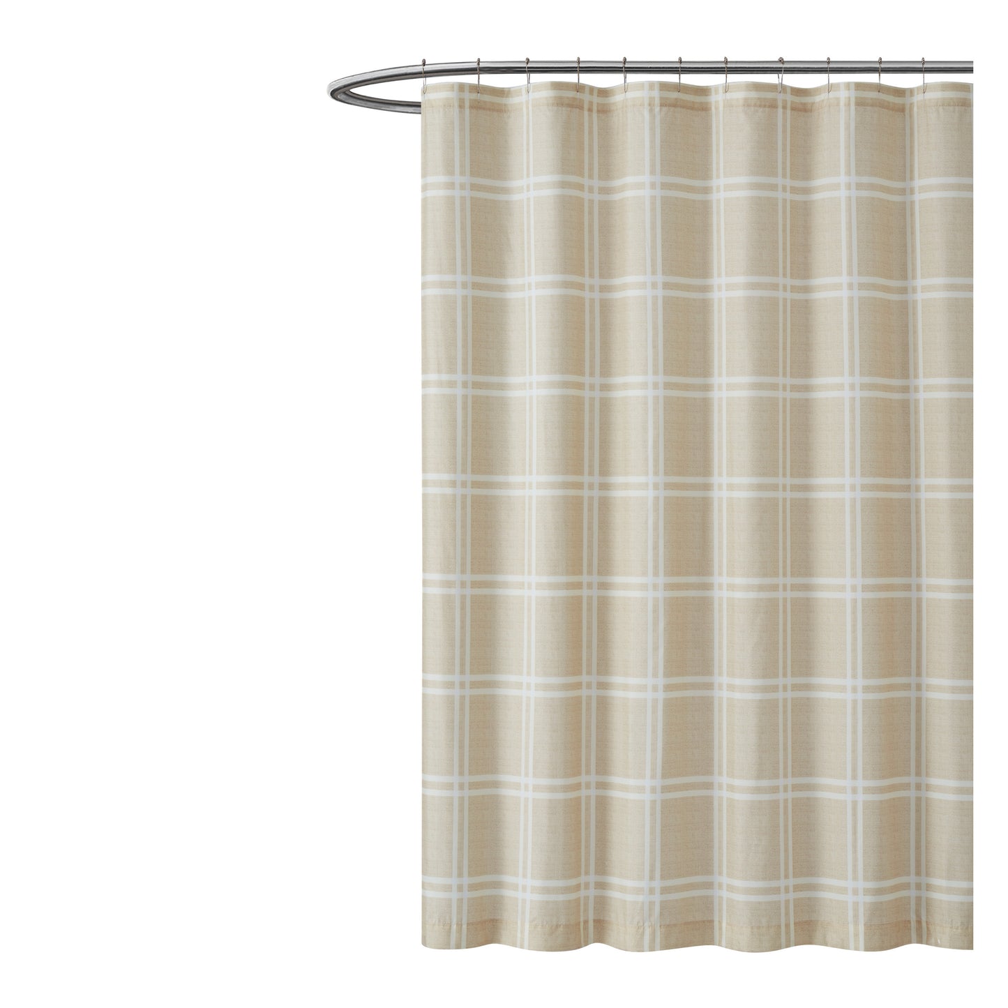 Truly Soft Everyday Leon Plaid Shower Curtain Silo Khaki Tan Taupe