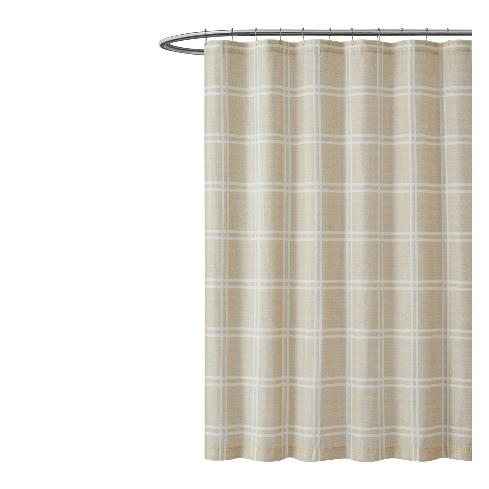 Truly Soft Everyday Leon Plaid Shower Curtain Silo Khaki Tan Taupe
