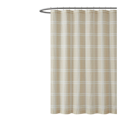 Truly Soft Everyday Leon Plaid Shower Curtain Silo Khaki Tan Taupe