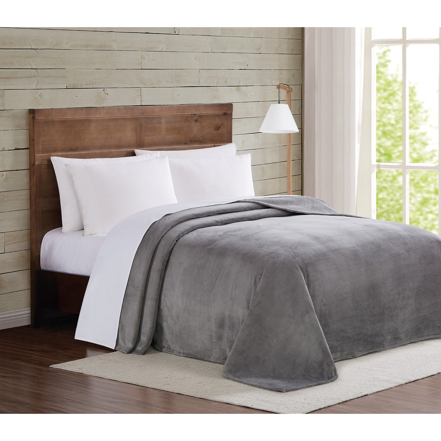 Truly Soft Everyday Velvet Plush Blanket Lifestyle Grey