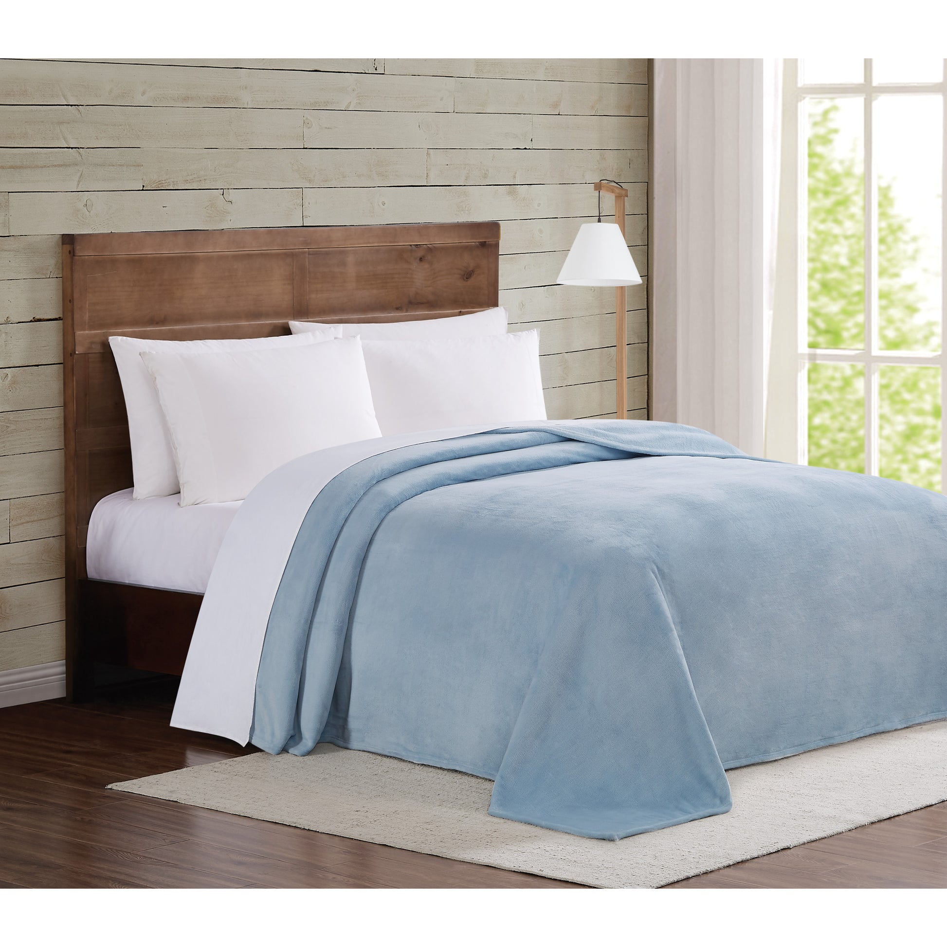 Truly Soft Everyday Velvet Plush Blanket Lifestyle Light Blue