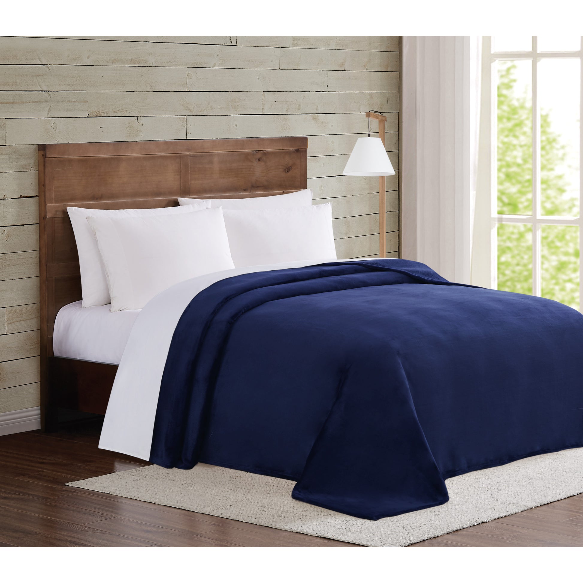 Truly Soft Everyday Velvet Plush Blanket Lifestyle Navy Blue